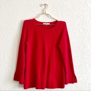 LOFT Red Knit Long Sleeve Bell Cuff Sweater ♥️